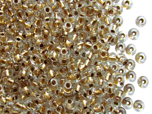 20 g 6/0 Seed Beads Preciosa Ornela, Crystal Transparent Gold Lined, Czech Glass