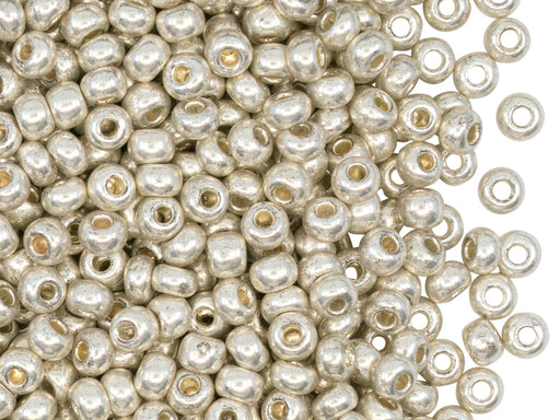 20 g 6/0 Seed Beads Preciosa Ornela, Silver Metallic, Czech Glass