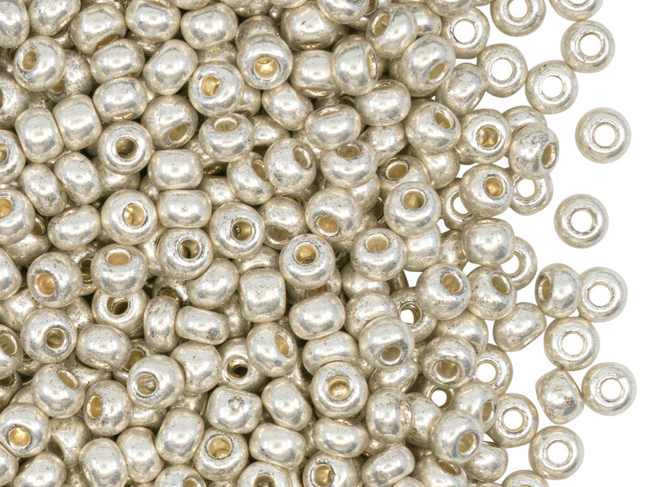 20 g 6/0 Seed Beads Preciosa Ornela, Silver Metallic, Czech Glass