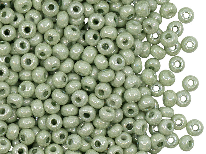 20 g 6/0 Seed Beads Preciosa Ornela, Chalk White Mint Luster, Czech Glass