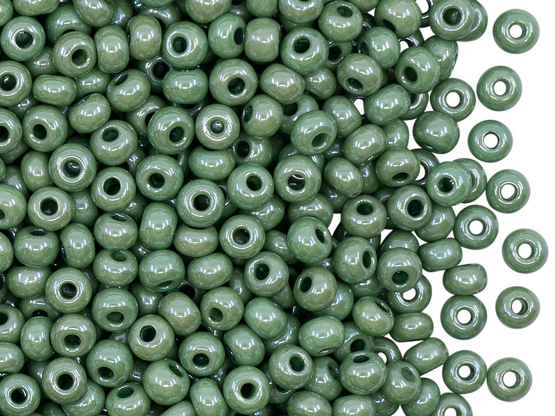 20 g 6/0 Seed Beads Preciosa Ornela, Chalk White Teal Luster, Czech Glass