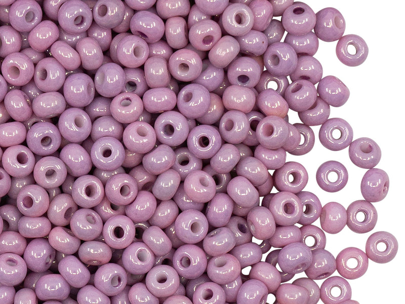 20 g 6/0 Seed Beads Preciosa Ornela, Chalk White Lila Luster, Czech Glass