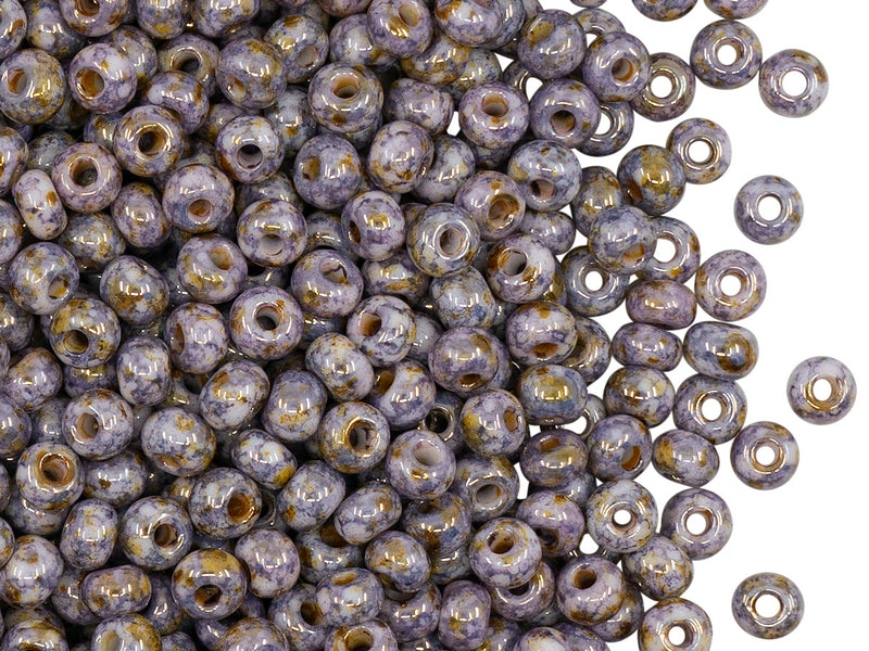 20 g 6/0 Seed Beads Preciosa Ornela, Chalk White Lila Gold Luster, Czech Glass