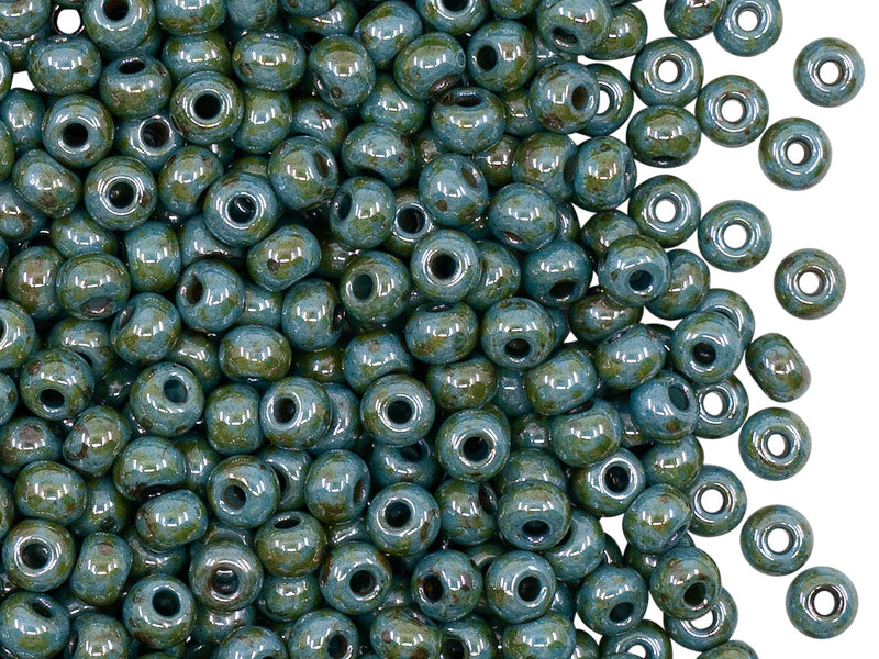 20 g 6/0 Seed Beads Preciosa Ornela, Chalk White Blue Luster, Czech Glass