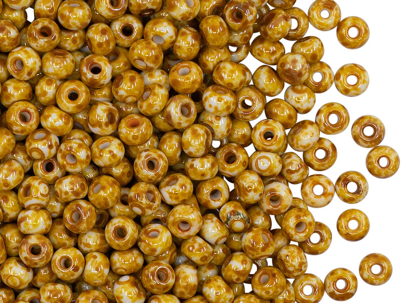 20 g 6/0 Seed Beads Preciosa Ornela, Chalk White Dark Travertin, Czech Glass