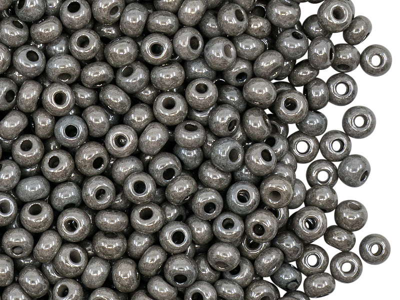 20 g 6/0 Seed Beads Preciosa Ornela, Chalk White Gray Luster, Czech Glass