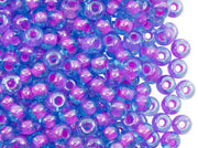 20 g Rocailles 6/0 Aqua Transparent Pink Lined Czech Glass Blue Pink