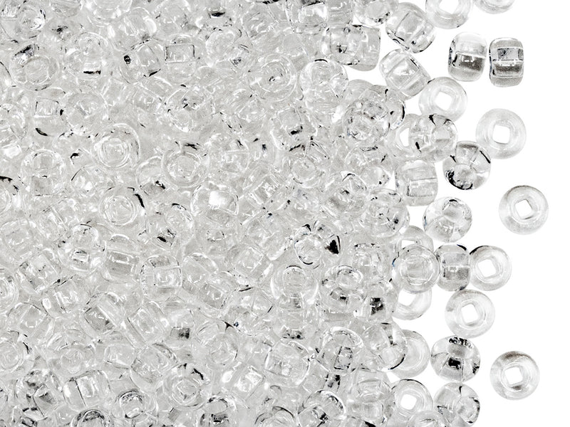 20 g Rocailles 6/0, Crystal Clear, Square Hole, Czech Glass
