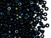 Rocailles Seed Beads 6/0, Jet Black AB Black, Czech Glass