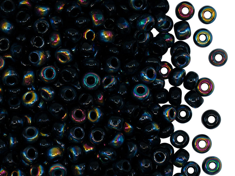 Rocailles Seed Beads 6/0, Jet Black Belox, Czech Glass
