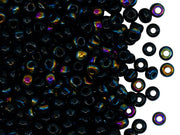 Rocailles Seed Beads 6/0, Jet Black Kalipo, Czech Glass