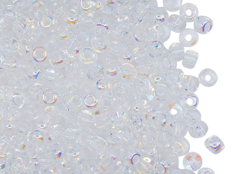 Rocailles Seed Beads 6/0, Crystal AB, Czech Glass