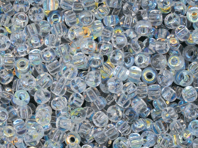 20 g Rocailles Seed Beads 6/0, Crystal AB, Czech Glass