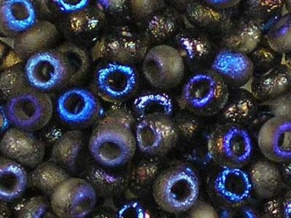 10 g 6/0 Etched Seed Beads, Etched Azuro Full, Czech Glass