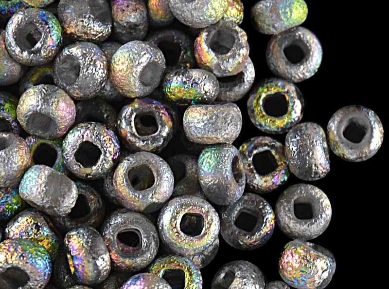 10 g 6/0 Etched Seed Beads, Etched Full Vitrail, Czech Glass