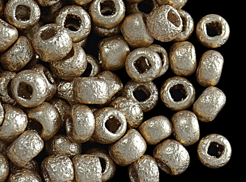 10 g 6/0 Etched Seed Beads, Etched Aztec Gold, Czech Glass