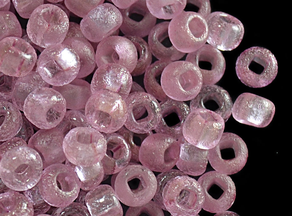 10 g 6/0 Etched Seed Beads, Etched Lila Luster, Czech Glass