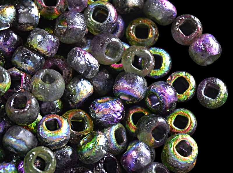 10 g 6/0 Etched Seed Beads, Etched Magic Orchid, Czech Glass