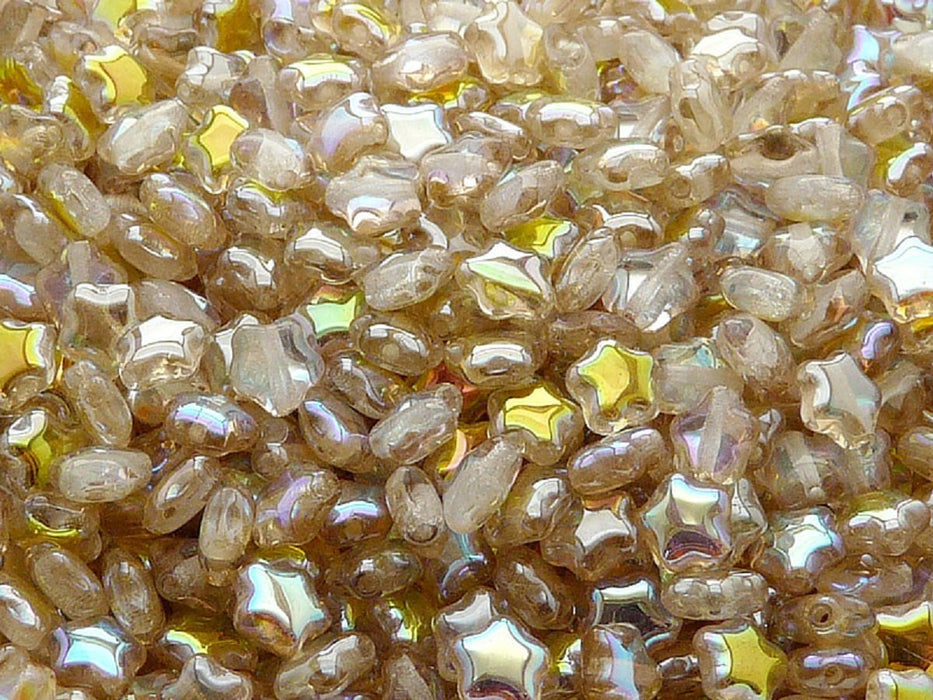 50 pcs 50 pcs Star Beads 6 mm Crystal Lemon Rainbow Czech Glass Yellow Multicolored