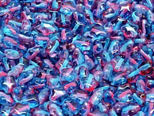Star Beads 6 mm, Crystal Red Aqua Blue Two Tone, Czech Glass
