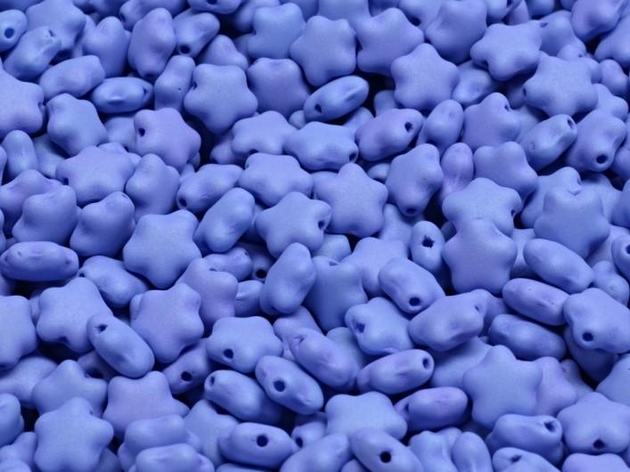 Star Beads 6 mm, Alabaster Sapphire Silk Matte, Czech Glass