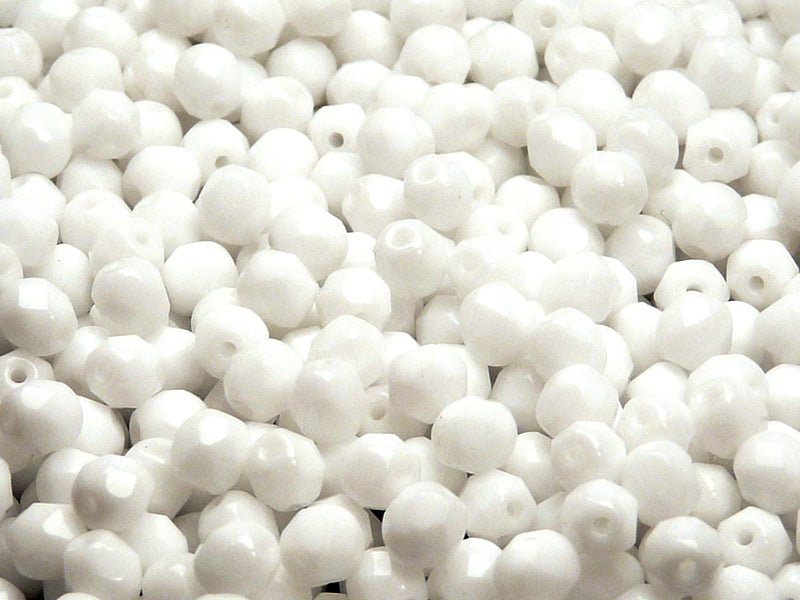 Set of Round Fire Polished Beads (4mm, 6mm), 3 colors: Jet Black, Crystal AB, Chalk White, Czech Glass