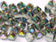 25 pcs Small Pyramid 2-hole Beads, 6x6mm, Crystal Vitrail, Pressed Czech Glass