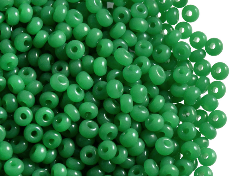 20 g 6/0 Seed Beads Preciosa Ornela, Green Opal, Czech Glass