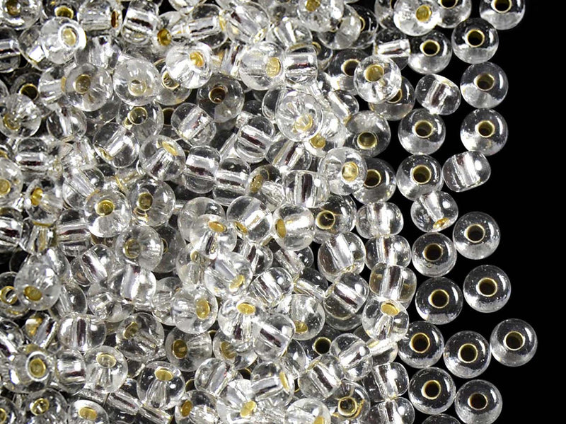 20 g 6/0 Seed Beads Preciosa Ornela, Crystal Clear Silver Lined, Czech Glass