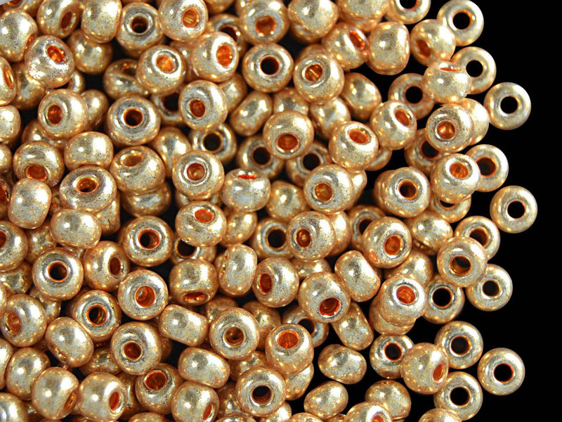 20 g 6/0 Seed Beads Preciosa Ornela, Light Gold Metallic, Czech Glass