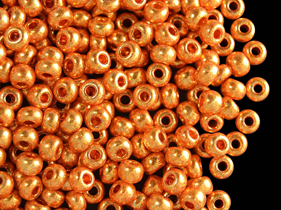 20 g 6/0 Seed Beads Preciosa Ornela, Yellow Gold Metallic, Czech Glass