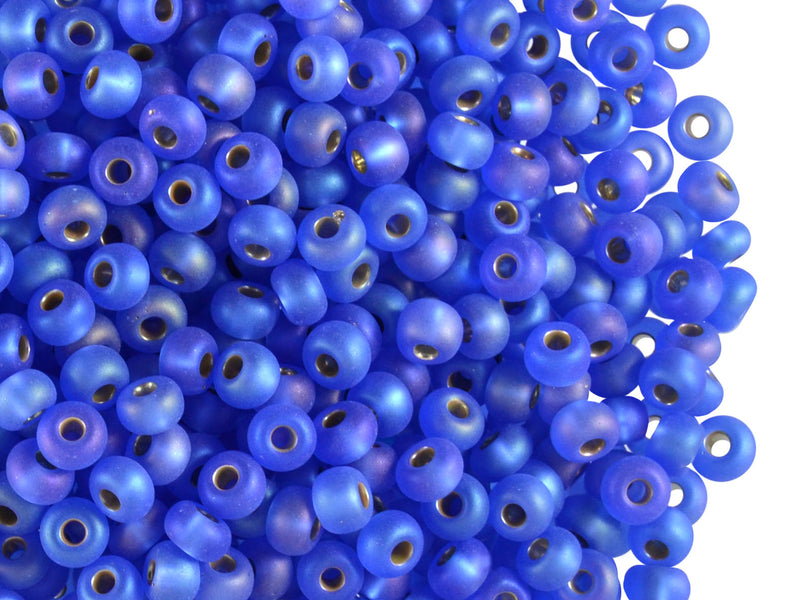 20 g 6/0 Seed Beads Preciosa Ornela, Sapphire Silver Lined Matte, Czech Glass
