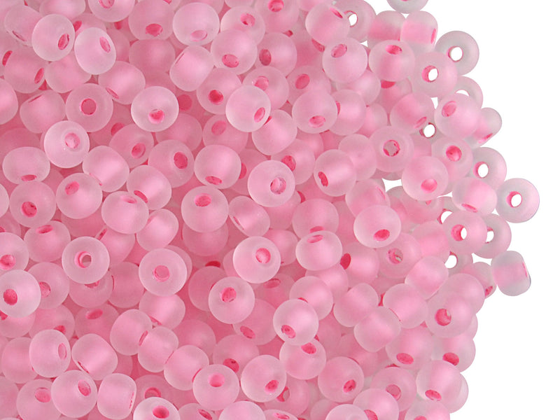 20 g 6/0 Seed Beads Preciosa Ornela, Crystal Pink Lined Matte, Czech Glass