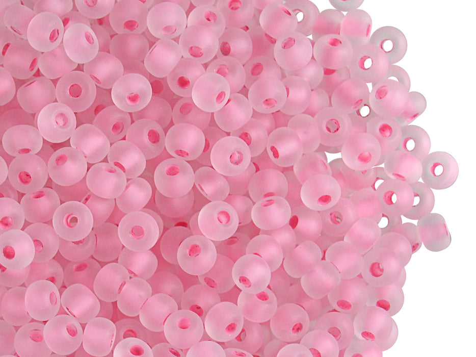 20 g 6/0 Seed Beads Preciosa Ornela, Crystal Pink Lined Matte, Czech Glass