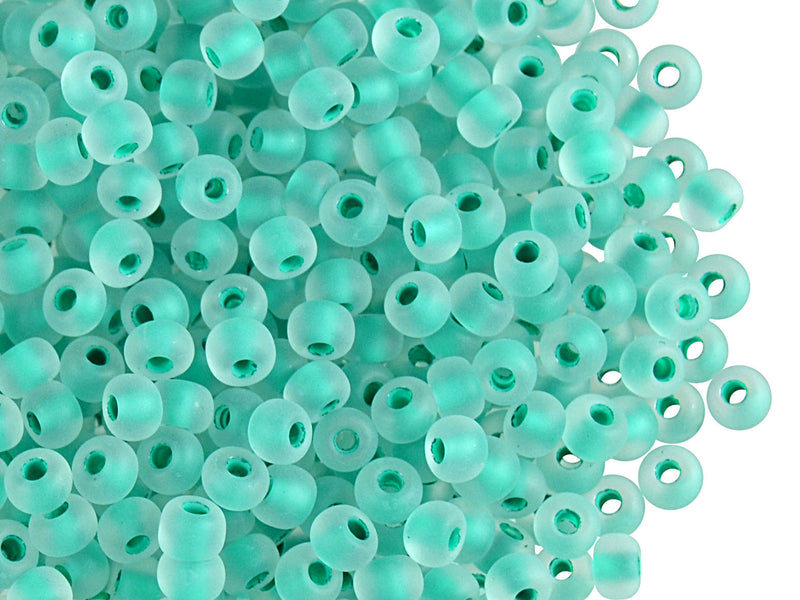 20 g 6/0 Seed Beads Preciosa Ornela, Crystal Turquoise Green Lined Matte, Czech Glass