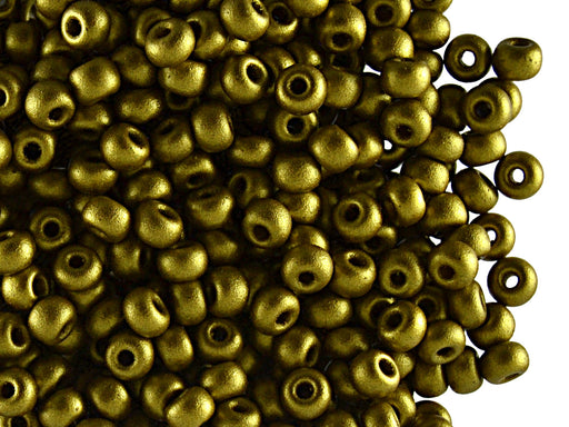 20 g 6/0 Seed Beads Preciosa Ornela, Czech Glass, Olive Gold Metallic Matt