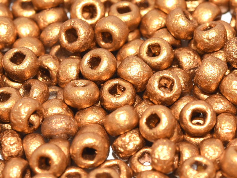 10 g 6/0 Etched Seed Beads, Etched Crystal Brass Gold, Czech Glass
