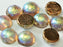 6 pcs Dome Pressed Beads, 12x7mm, Crystal Etched Copper Rainbow, Czech Glass