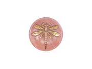 Czech Glass Cabochons 18 mm, Opaque Pink Gold Dragonfly, Czech Glass