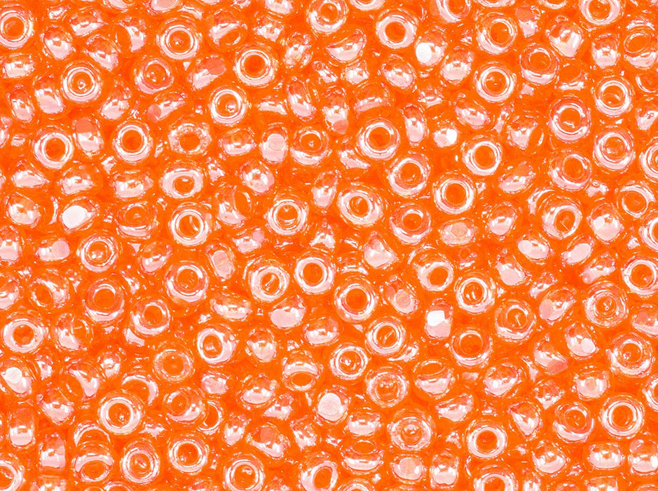 10 g 1-Cut Charlotte Beads Preciosa Ornela 8/0 Red Orange Transparent Luster Czech Glass Red Orange