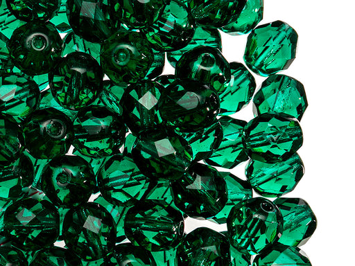25 pcs Fire Polished Faceted Beads Round, 8mm, Emerald Green, Czech Glass