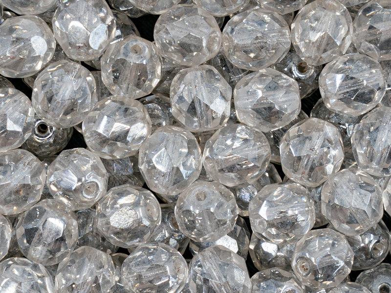 25 pcs Fire Polished Faceted Beads Round, 8mm, Crystal Luster, Czech Glass