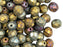 25 pcs Fire Polished Faceted Beads Round, 8mm, Jet Yellow Iris, Czech Glass