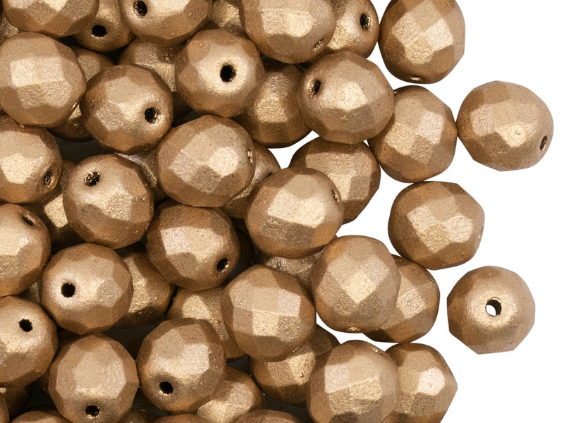 Set of Round Fire Polished Beads (3mm, 4mm, 8mm), 2 colors: Aztec Gold and Crystal Full Labrador, Czech Glass