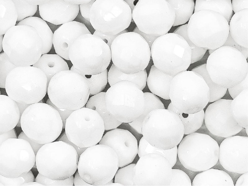 Set of Round Fire Polished Beads (3mm, 4mm, 6mm, 8mm), 3 colors: Crystal Full Labrador, Jet Black, Chalk White, Czech Glass