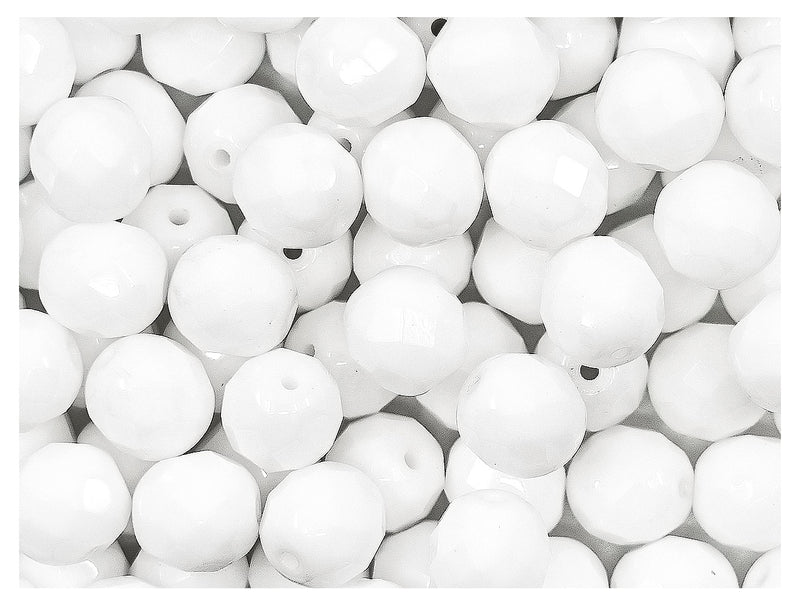 Set of Round Fire Polished Beads (3mm, 4mm, 6mm, 8mm), 3 colors: Jet Black, Chalk White, Crystal Full Labrador, Czech Glass
