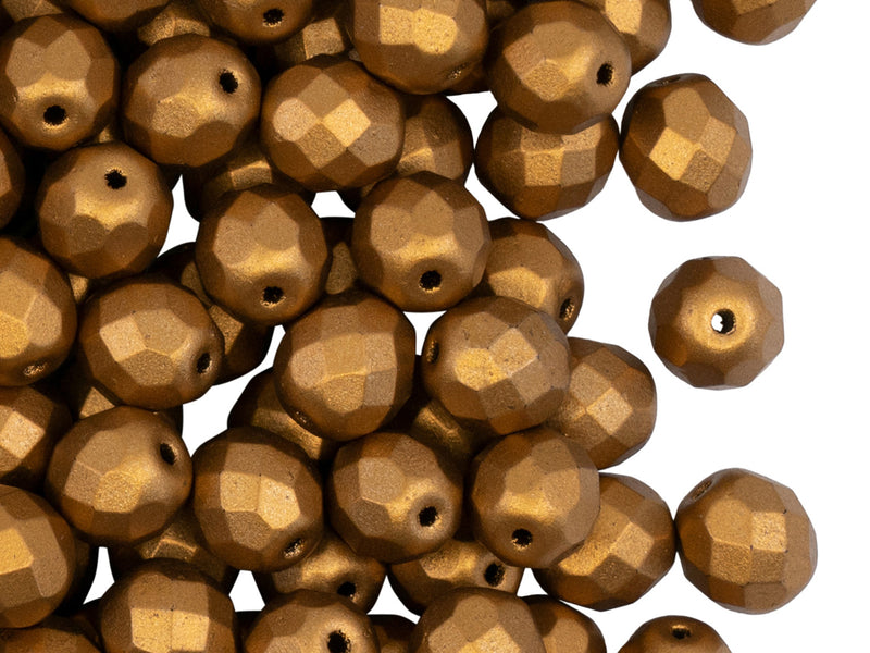 25 pcs Fire Polished Faceted Beads Round, 8mm, Crystal Bronze Gold, Czech Glass