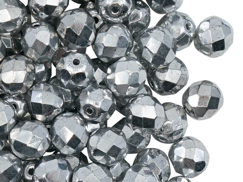 Set of Round Fire Polished Beads (4mm, 6mm, 8mm), 2 colors: Crystal AB and Crystal Full Labrador, Czech Glass