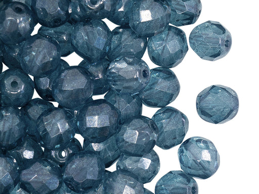 25 pcs Fire Polished Faceted Beads Round, 8mm, Crystal Blue Luster, Czech Glass