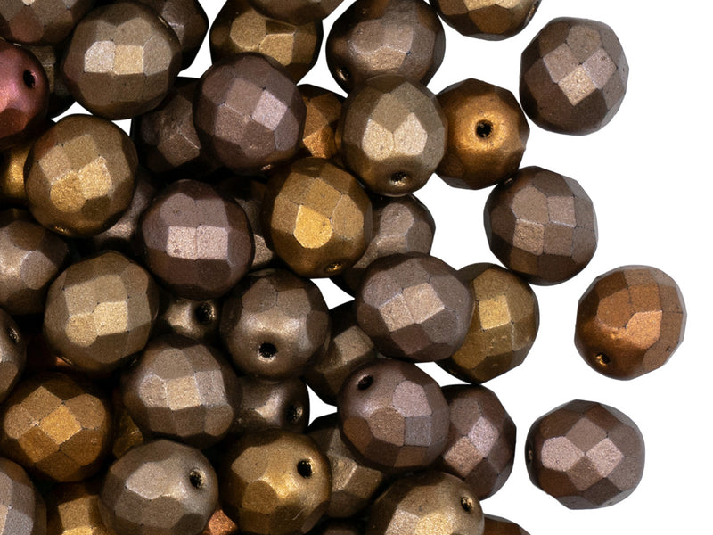 25 pcs Fire Polished Faceted Beads Round, 8mm, Crystal Gold Rainbow, Czech Glass